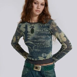 NWT Jaded London Primavera Mesh Long Sleeve Top